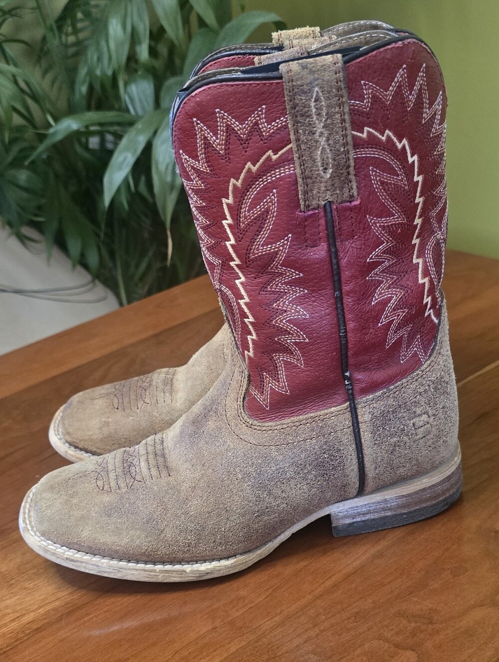 Ariat Relentless Kids Cowboy Boots 12.5 Red Tan Unisex Boys Girls Square Toe
